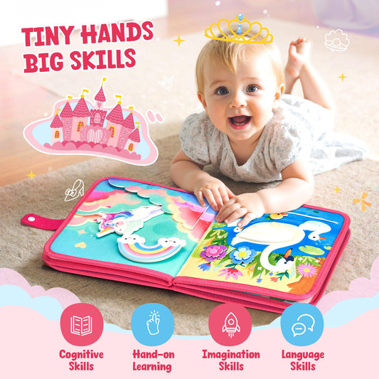 JoyCat Princess Busy Book unicorn play page sparks creative storytelling for toddlers.