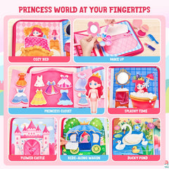 JoyCat Princess Busy Book zipper activity helps refine fine motor skills.