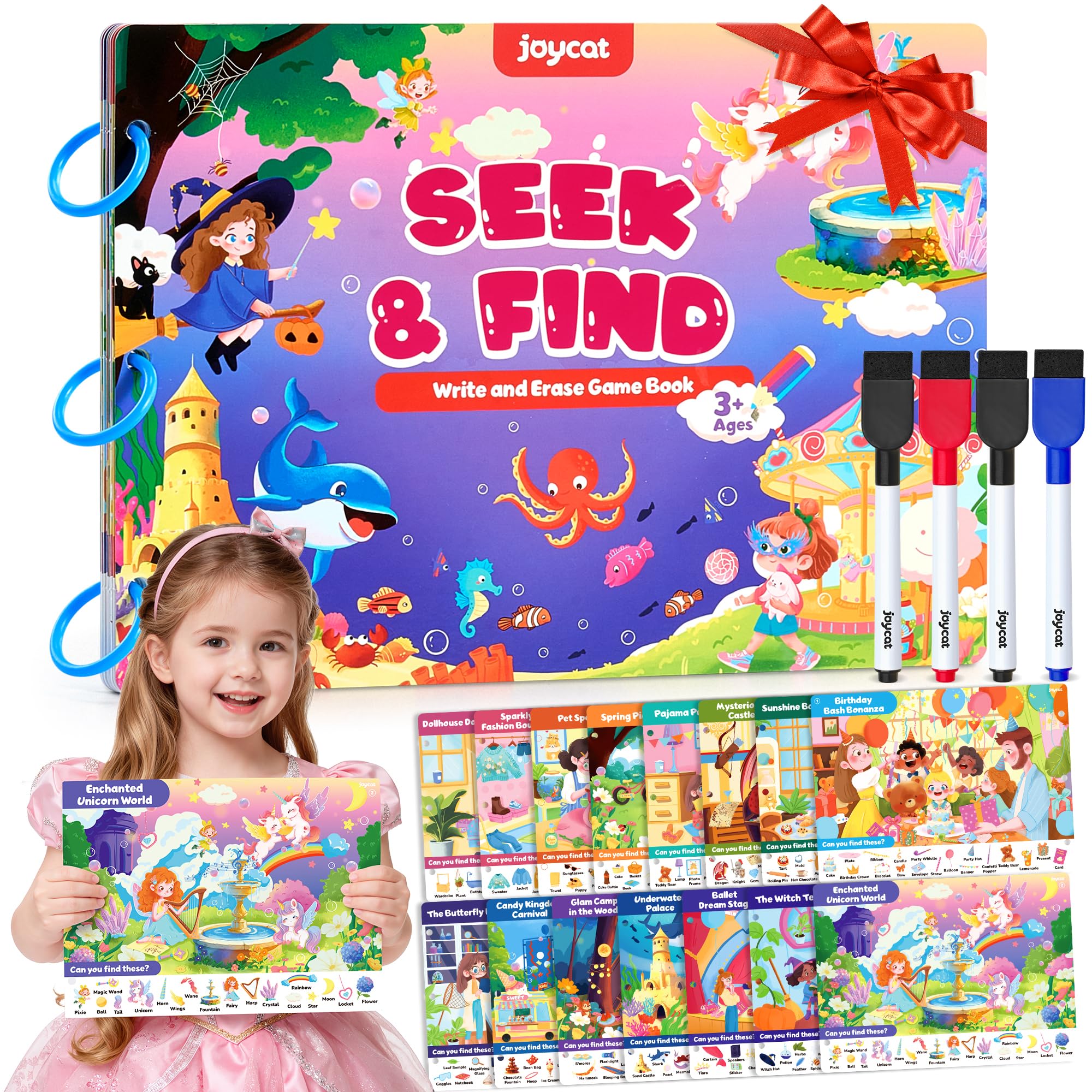 JoyCat Seek & Find game book cover image, inviting colors spark curiosity