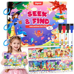 JoyCat Seek & Find game book cover image, inviting colors spark curiosity
