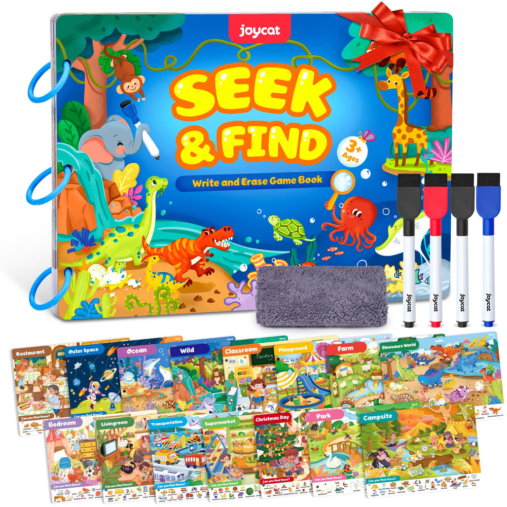 JoyCat Seek & Find Game Books cover for screen-free travel fun and learning