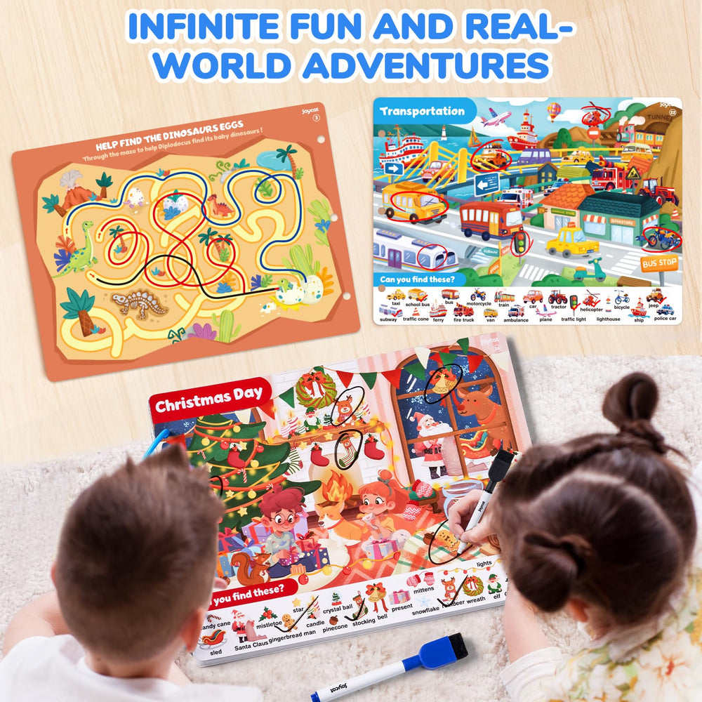 JoyCat dry erase markers with the game books for easy reuse