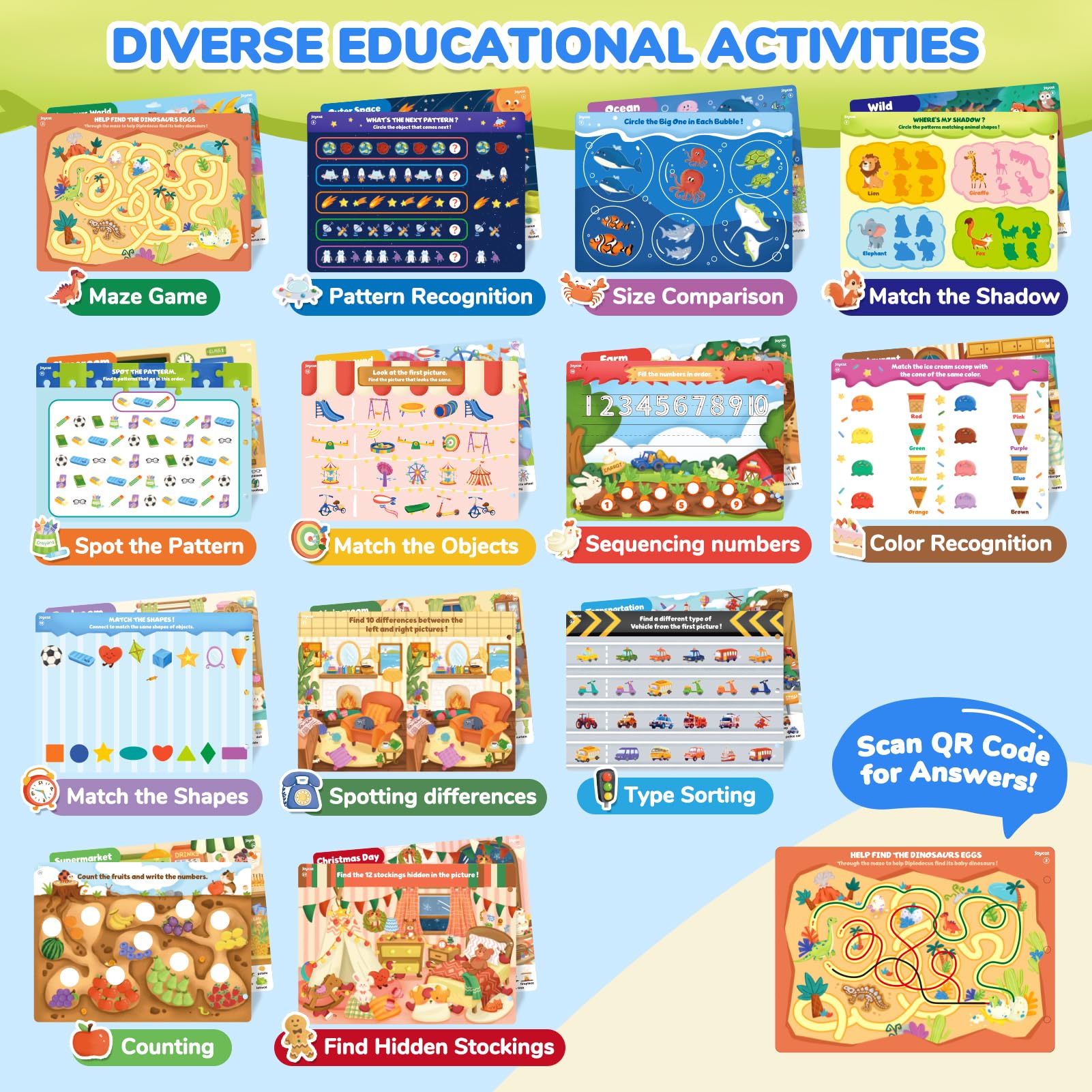 JoyCat Seek & Find ocean adventure page supports color recognition and memory