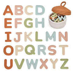 JoyCat silicone alphabet magnets on fridge for early letter learning.