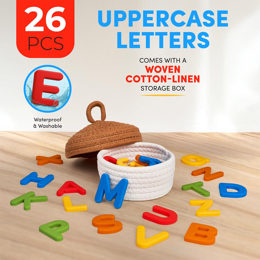 JoyCat storage box keeps alphabet magnets organized and portable.