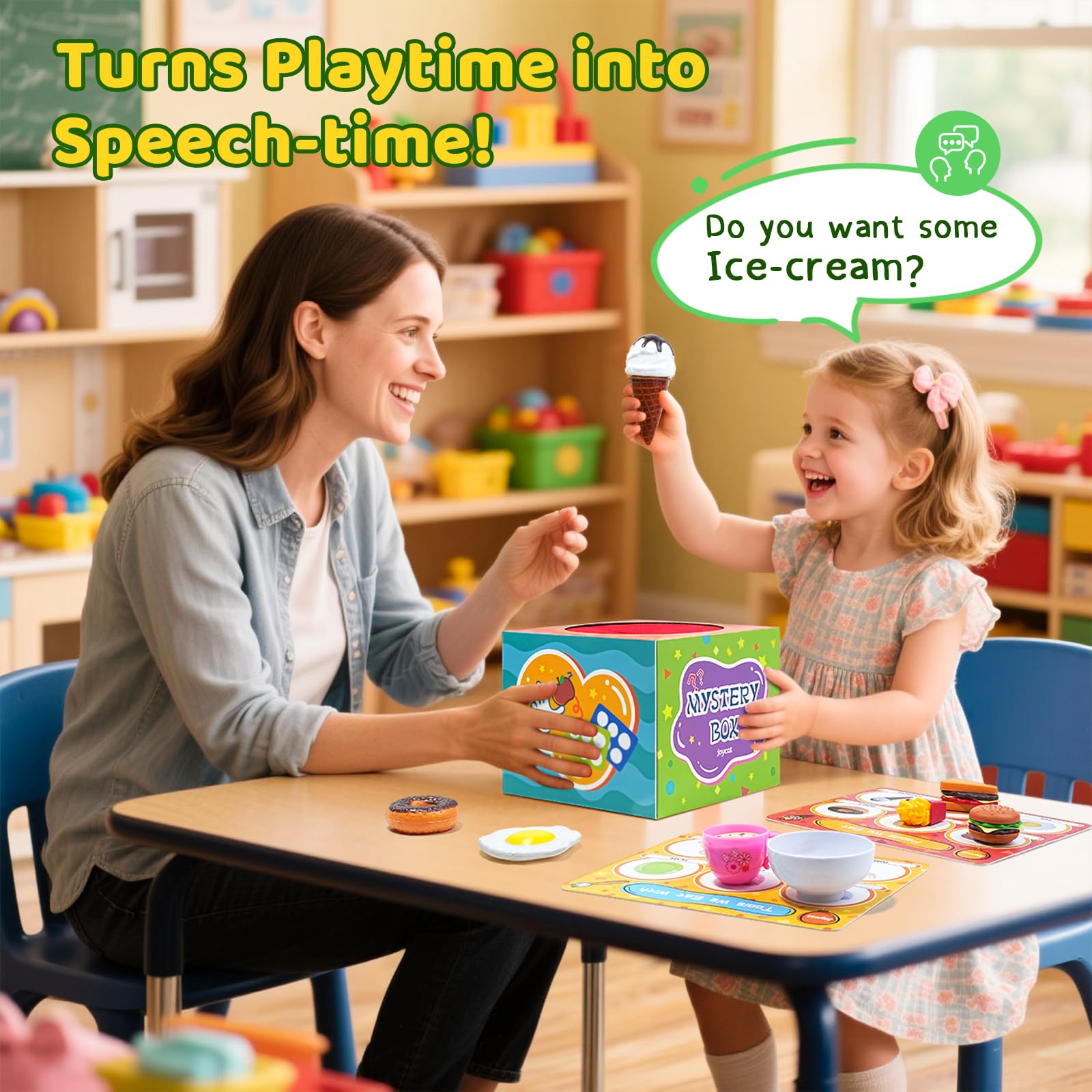 JoyCat sorting toys storage box, compact box for easy cleanup and setup.
