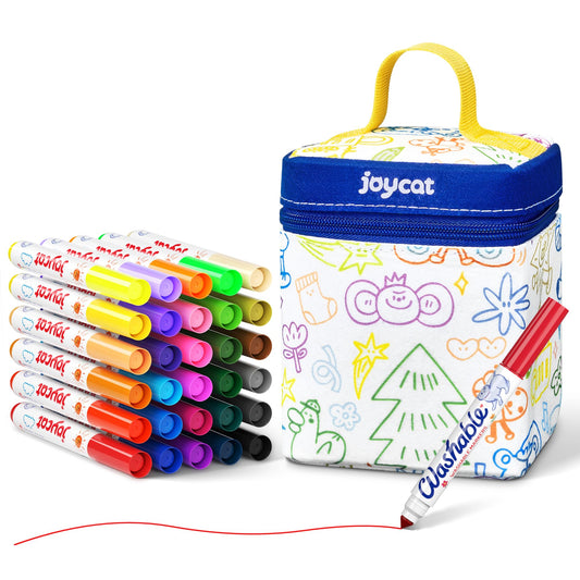 JoyCat 30-color washable markers ready for kids' art and easy cleanup