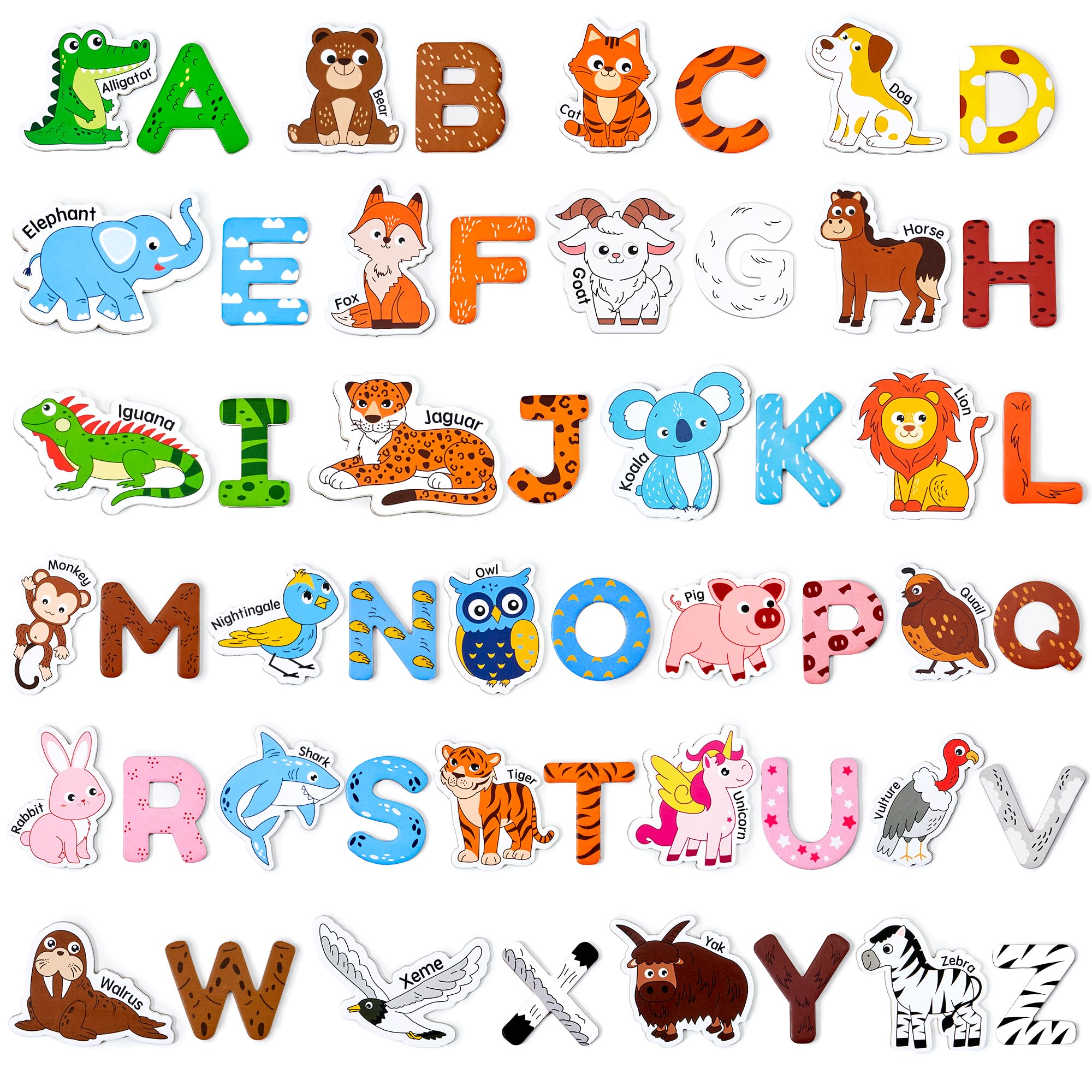 JoyCat wooden fridge magnets featuring animals for early vocabulary building.