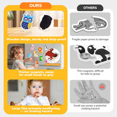 JoyCat magnets printed with non-toxic vegetable ink for safe play.