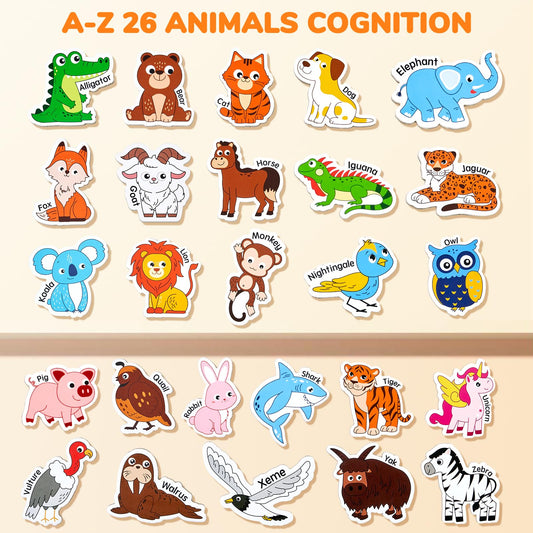 JoyCat wooden magnets animal-design-closeup shows vibrant colors and kid-friendly visuals.