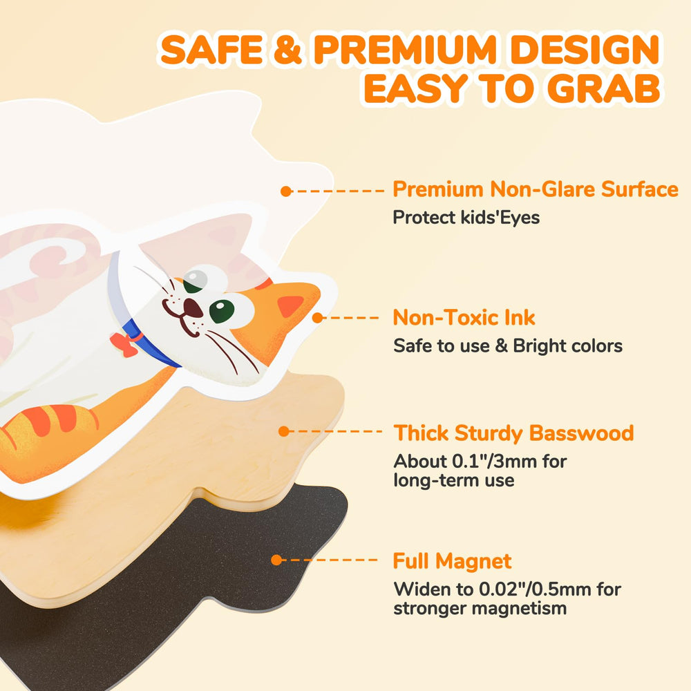 JoyCat wooden magnets with full-back backing stay securely on metal surfaces.