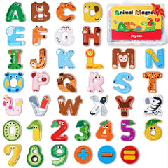 JoyCat wooden thick alphabet magnets on fridge boost early spelling and letter recognition.