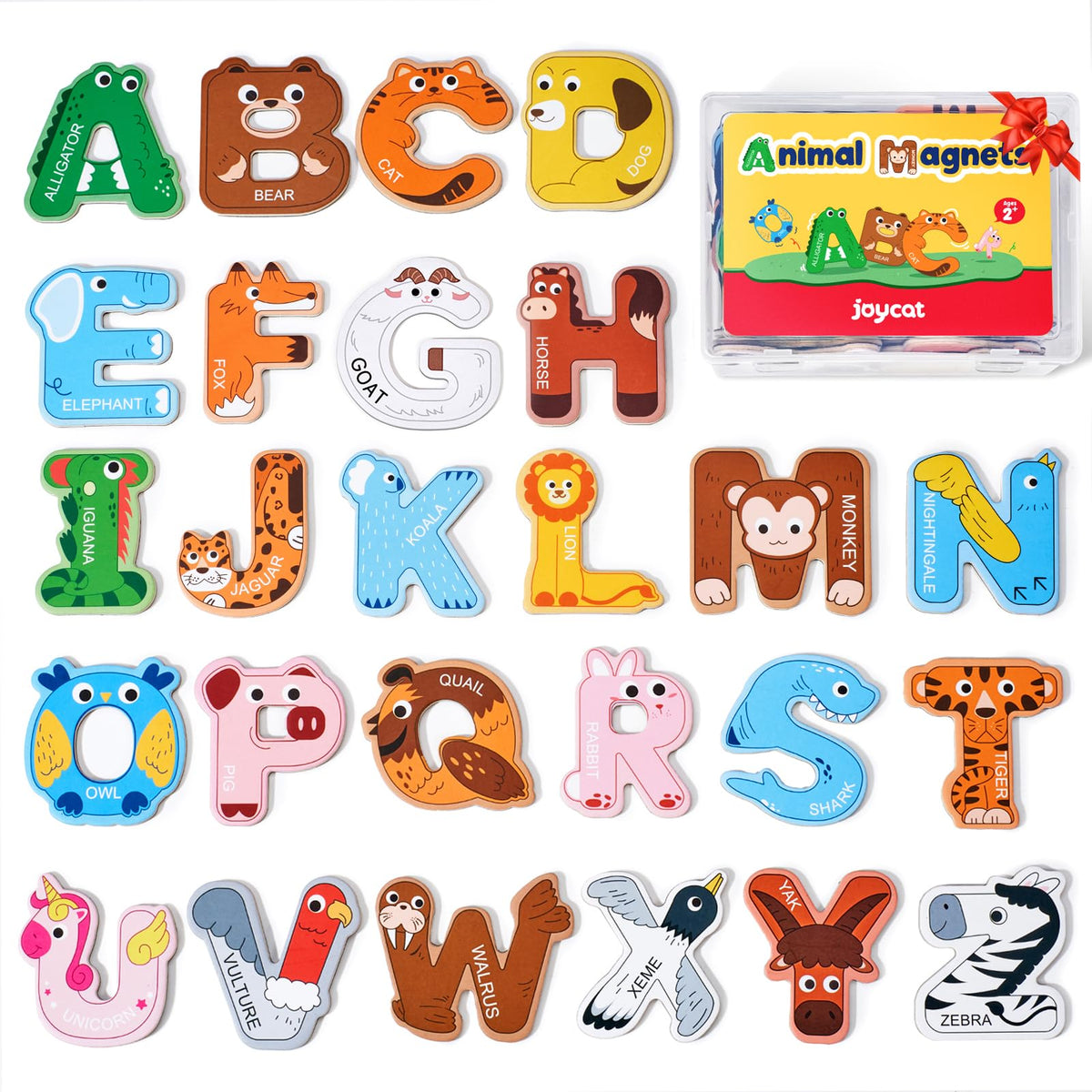 JoyCat wooden alphabet magnets in package offer organized storage and easy access.
