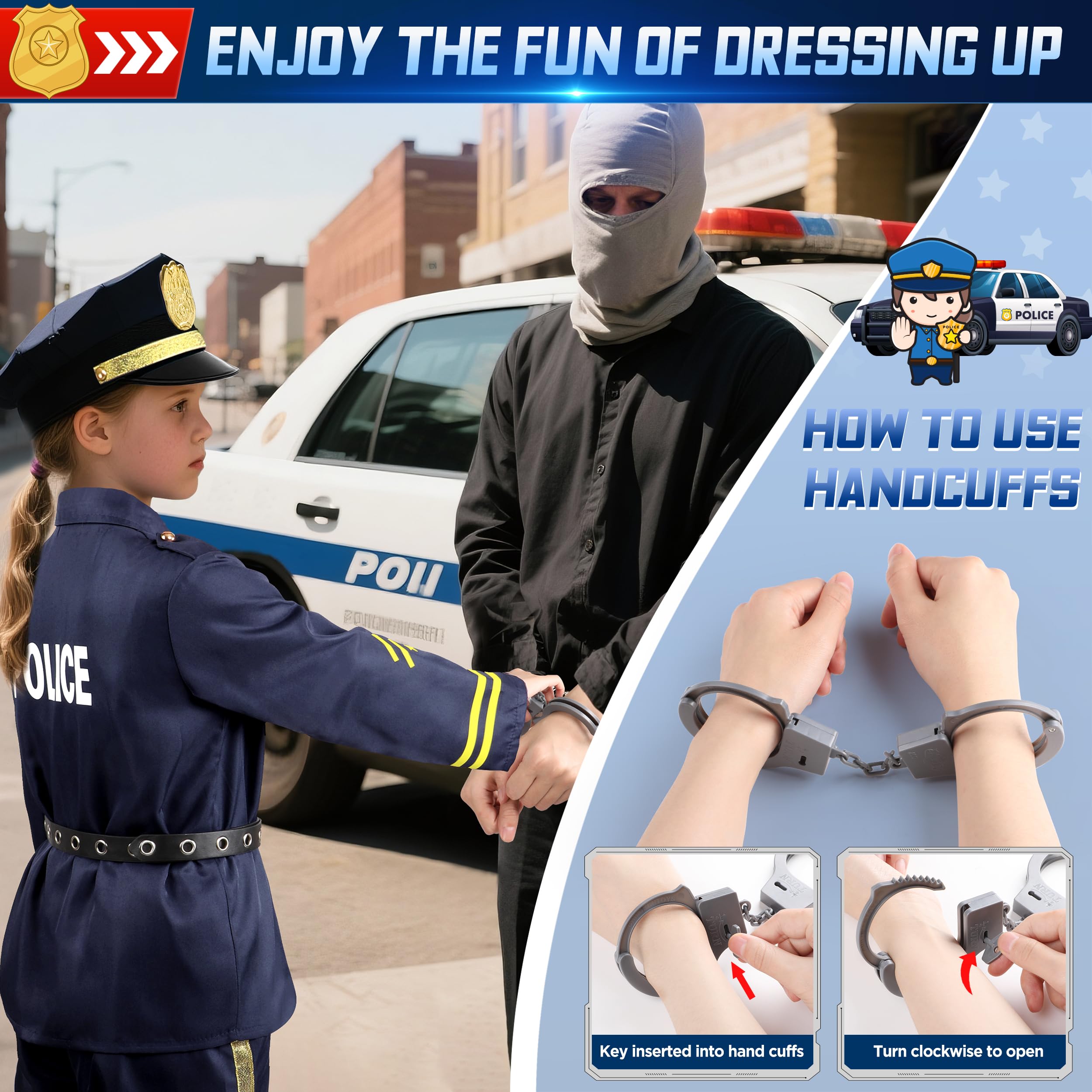 Joycover belt and handcuffs with keys for authentic pretend play