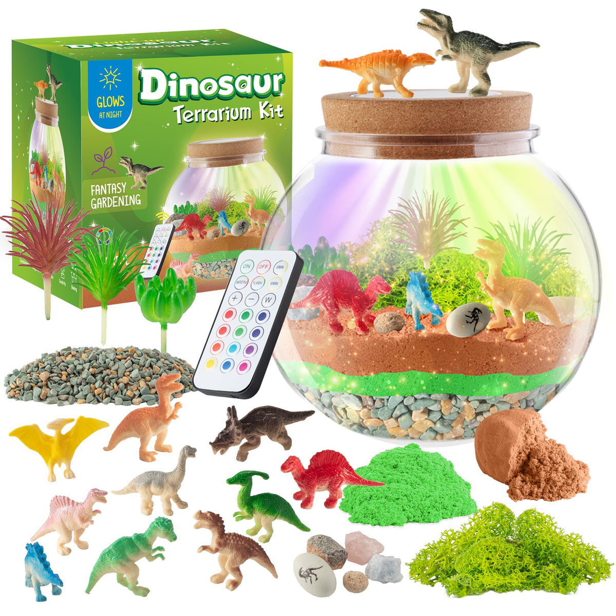 JOYEEMAX Dinosaur Light-Up Terrarium Kit cover scene delivers cozy bedtime ambiance