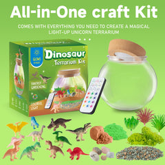 JOYEEMAX Dinosaur Light-Up Terrarium Kit dinosaur figures arranged for imaginative play