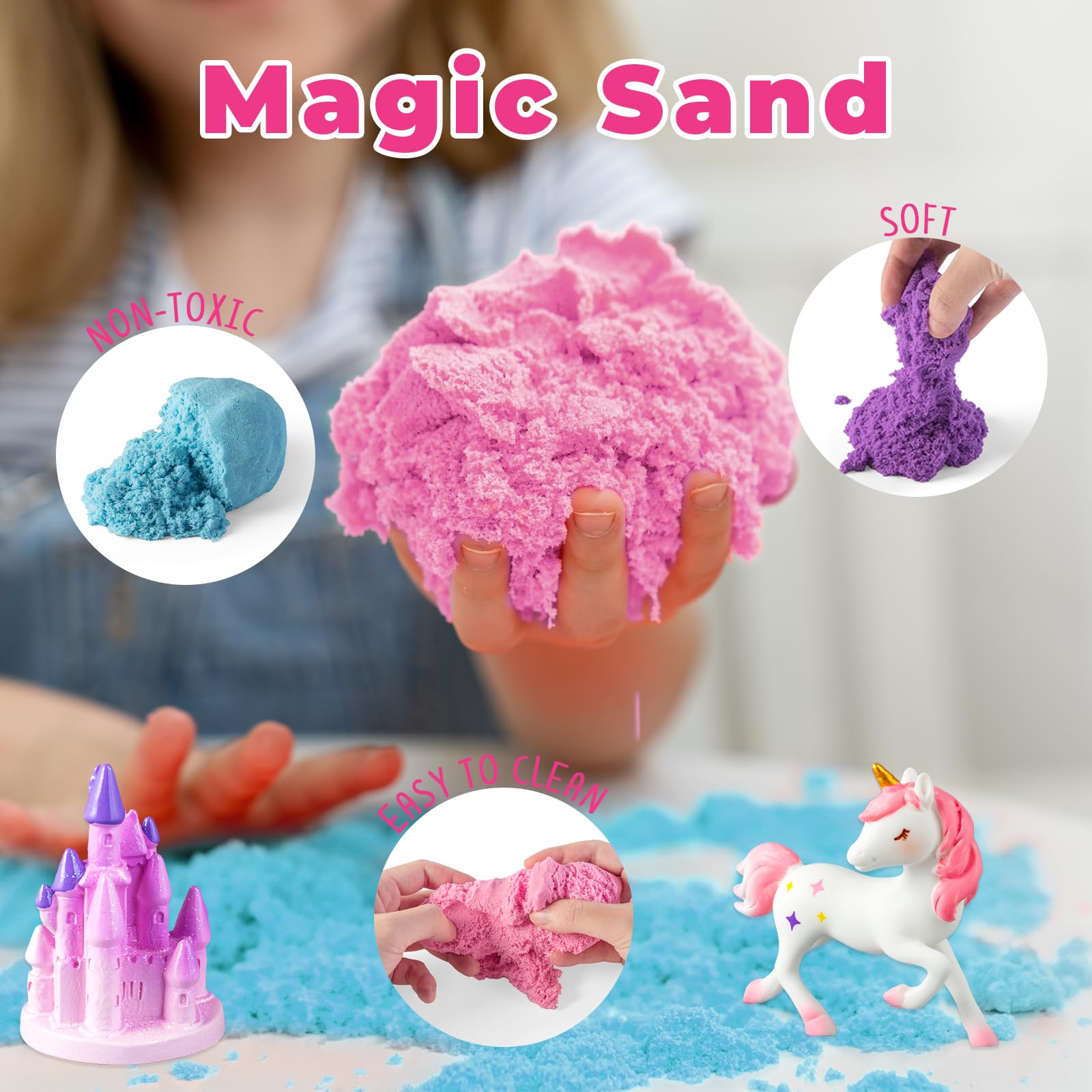 JOYEEMAX magic sand and crystals invite tactile crafting for a sparkling terrarium.