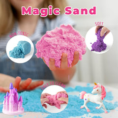 JOYEEMAX magic sand and crystals invite tactile crafting for a sparkling terrarium.