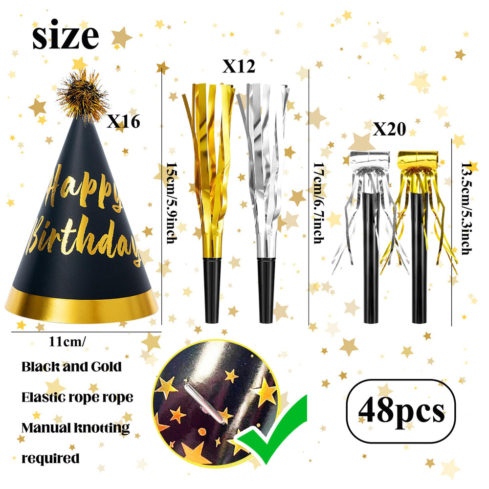 JOYEONDEF metallic noise makers in gold and silver.