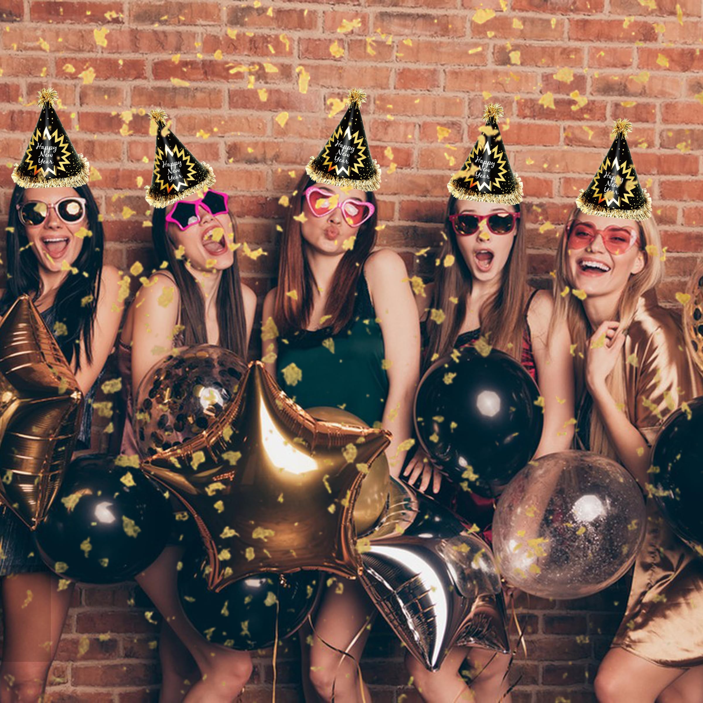 JOYEONDEF 30-piece NYE kit display showing black and gold theme.