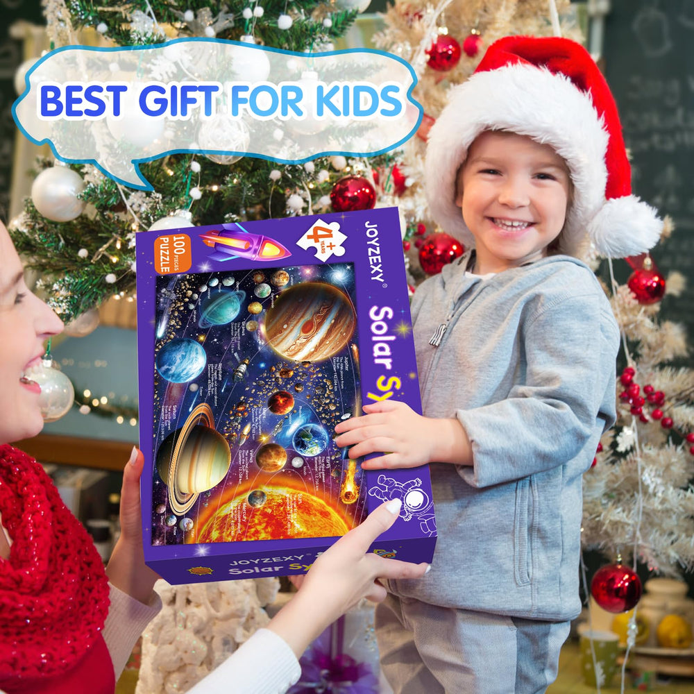 JOYZEXY kids engage with space puzzle, sparking imaginative learning.