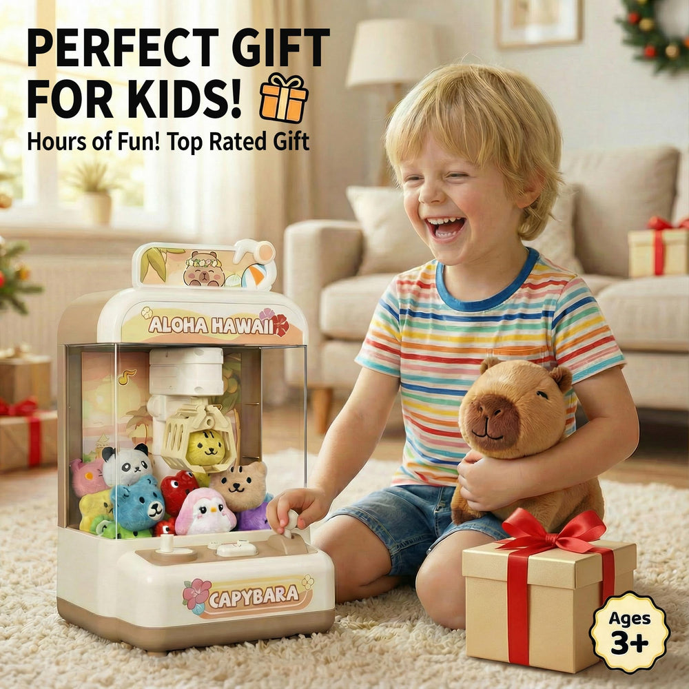 Joyfox Capybara mini claw machine battery compartment and cordless portability for family fun
