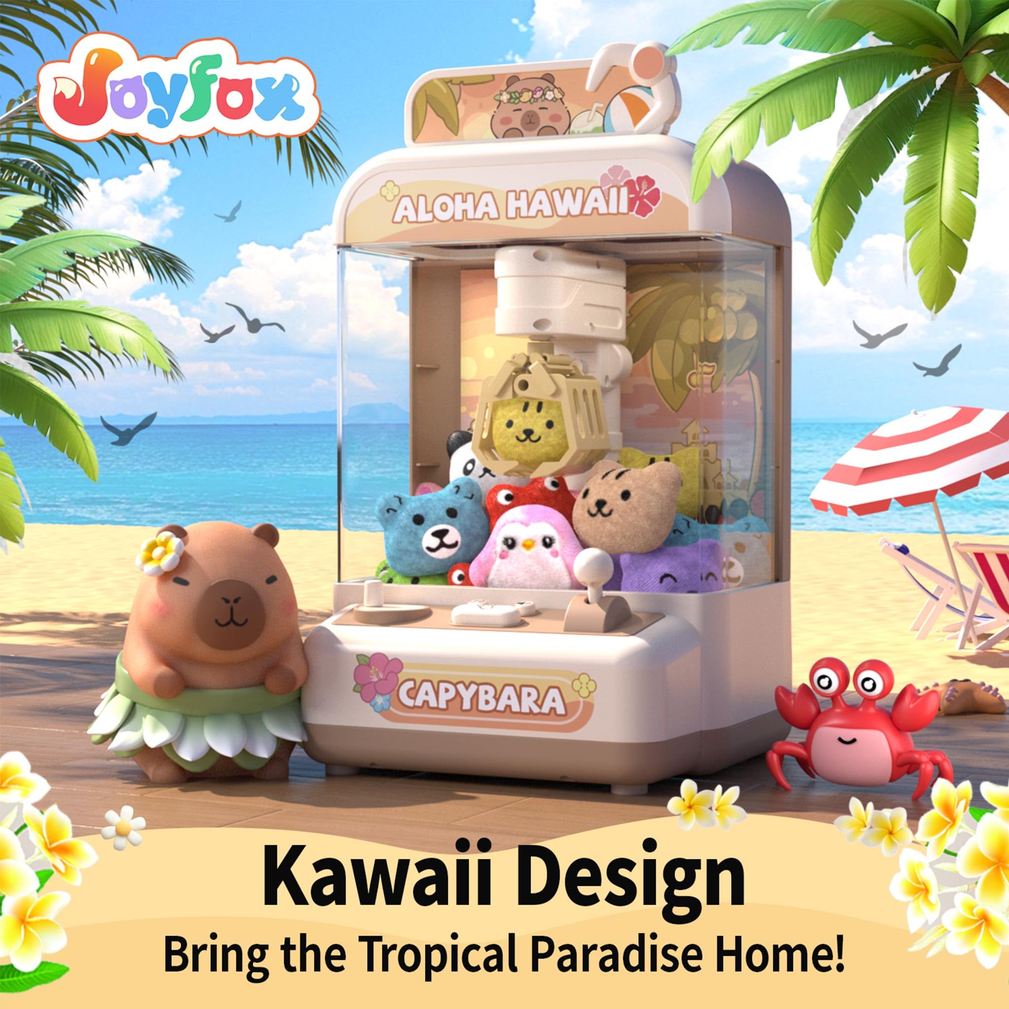 Joyfox Capybara mini claw machine side view highlighting soft decor appeal