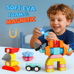 Joyfresh foam magnetic blocks 360° rotation magnets enable interactive play and spatial awareness.