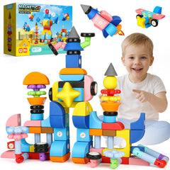 Joyfresh foam magnetic blocks set with colorful pieces for toddlers' imaginative building and fine motor skills.