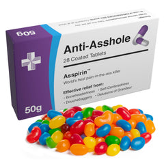 Joyful Clan joke pill box candy packaging for a memorable office prank and laughter.