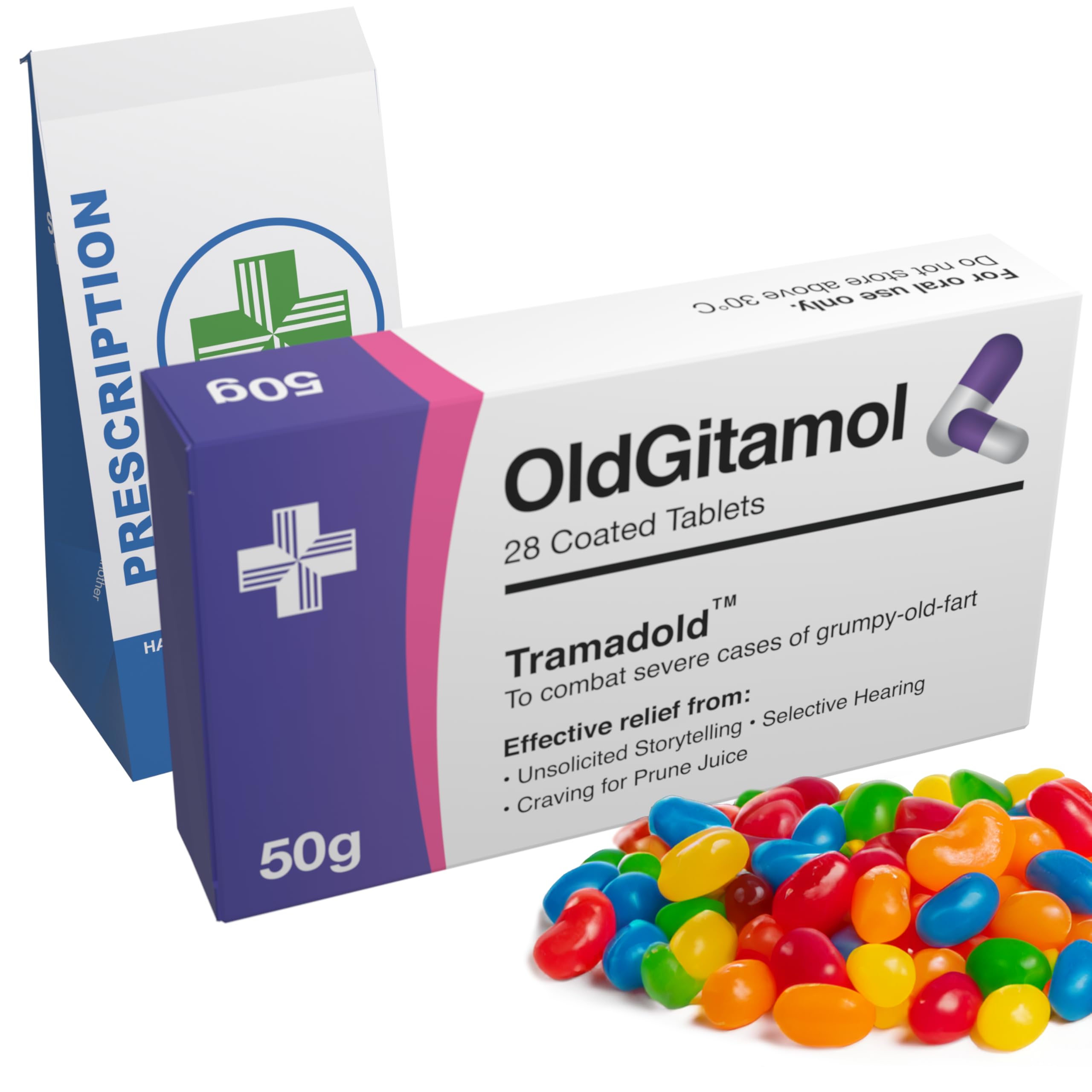 Joyful Clan OldGitamol jelly beans box for a playful birthday gag.