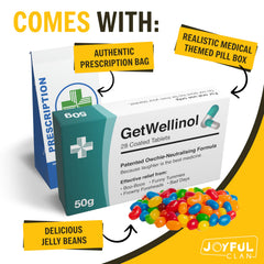 Bright jelly beans from Joyful Clan GetWellinol in a clear packet view.