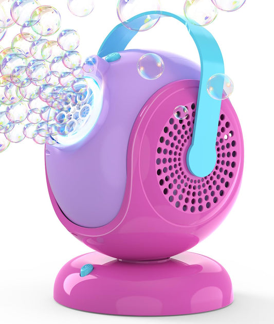 Joyfuture bubble machine 360 rotation fills the yard with bubbles for outdoor fun.