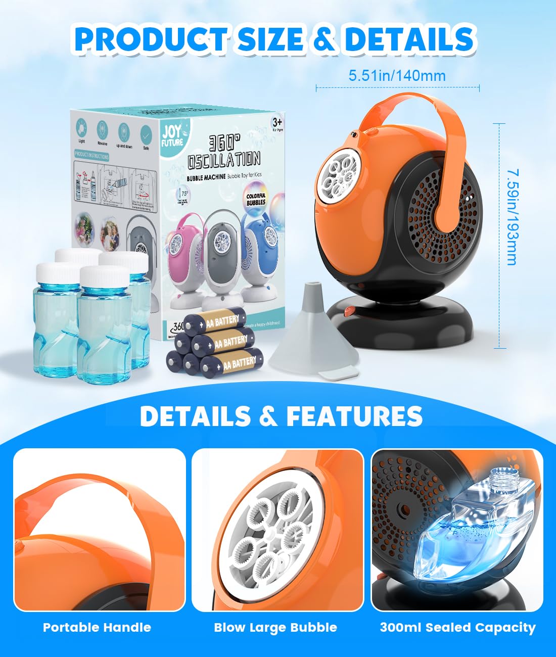Joyfuture bubble machine makes a kid-friendly gift for parties and playtime.