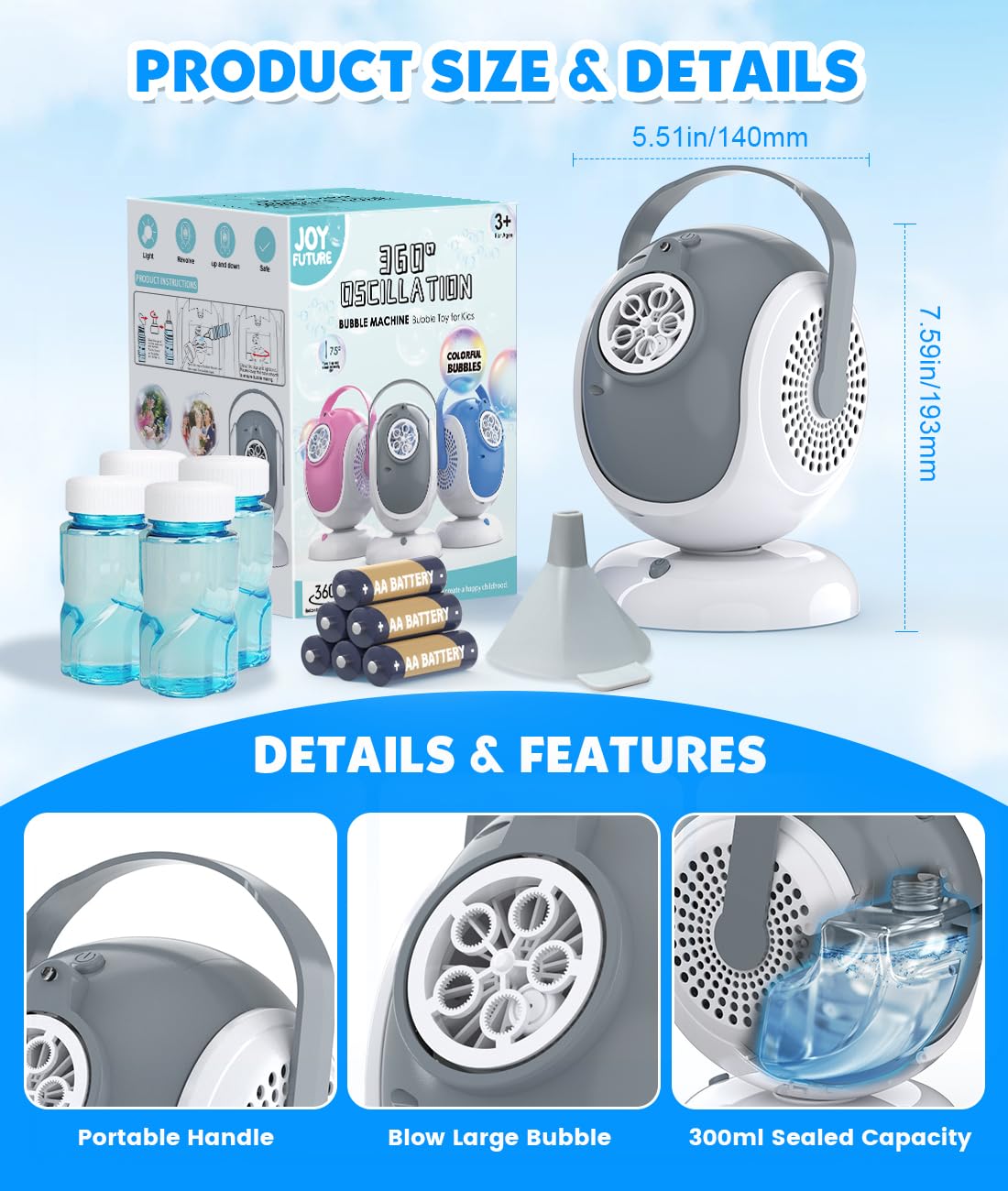 Joyfuture bubble machine suits outdoor parties and gifting occasions.