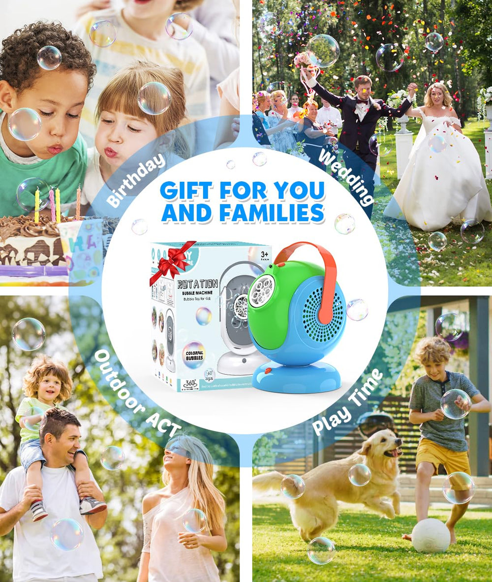 Joyfuture Bubble Machine is portable at 2 pounds with a convenient handle.
