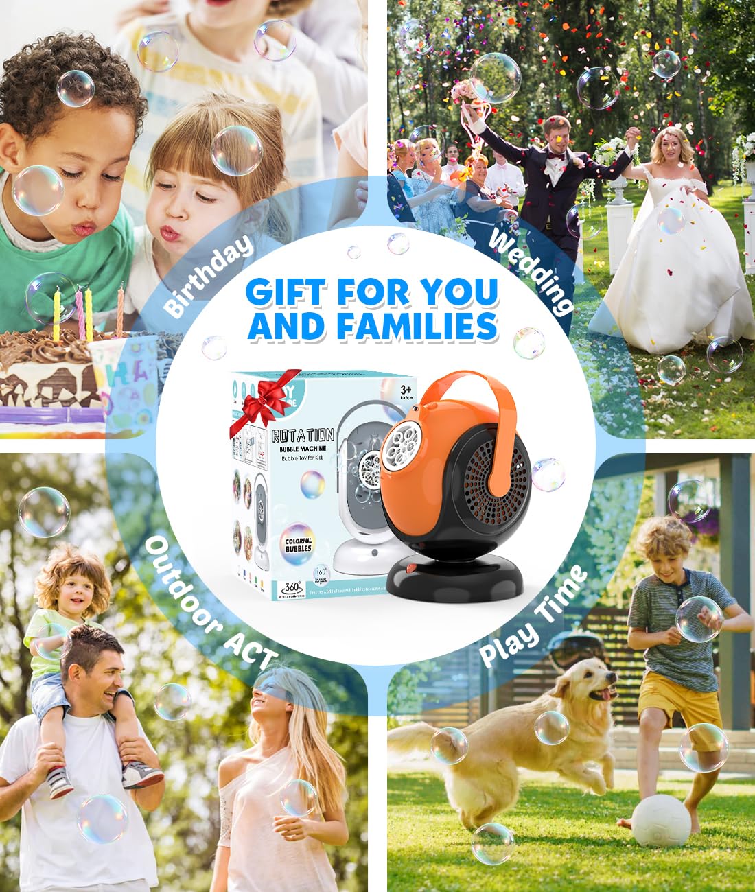 Joyfuture bubble machine uses durable ABS material for safety and longevity.