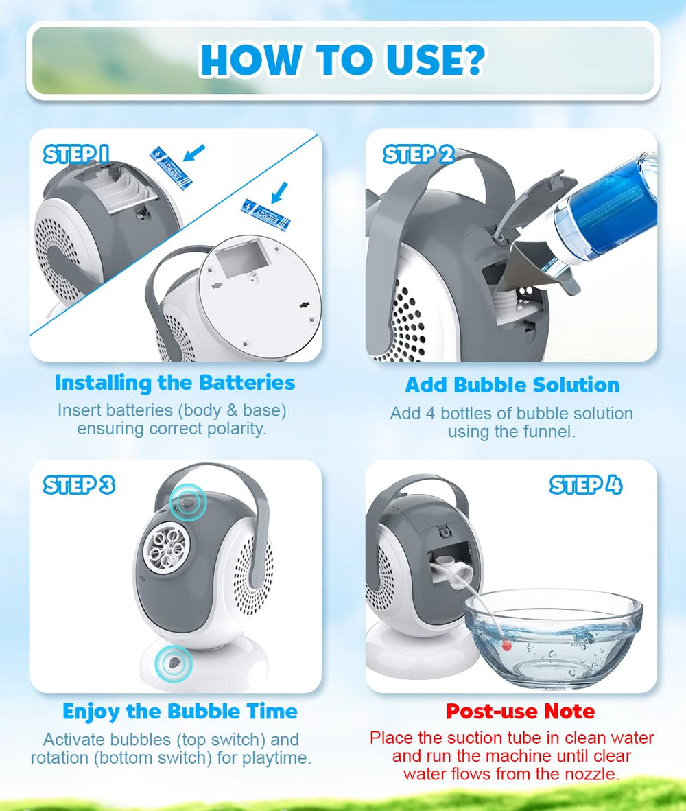 Joyfuture bubble machine uses safe ABS material for durable, kid-friendly use.