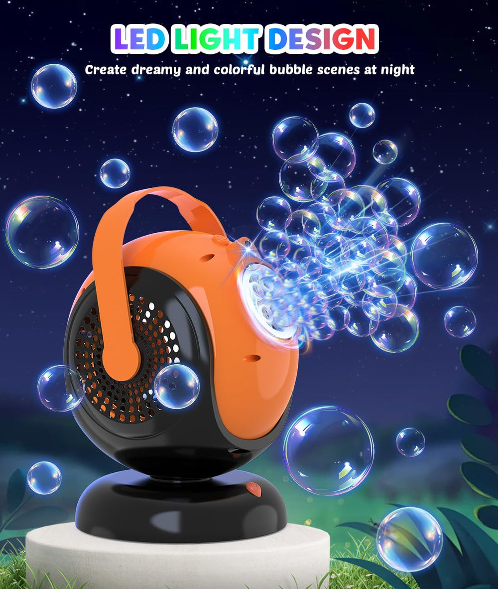 Joyfuture LED-lit bubbles glow during dusk at an outdoor party.