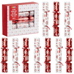 JOYIN 10-pack Christmas no-snap table favor with red snowflakes, ideal for festive tables.