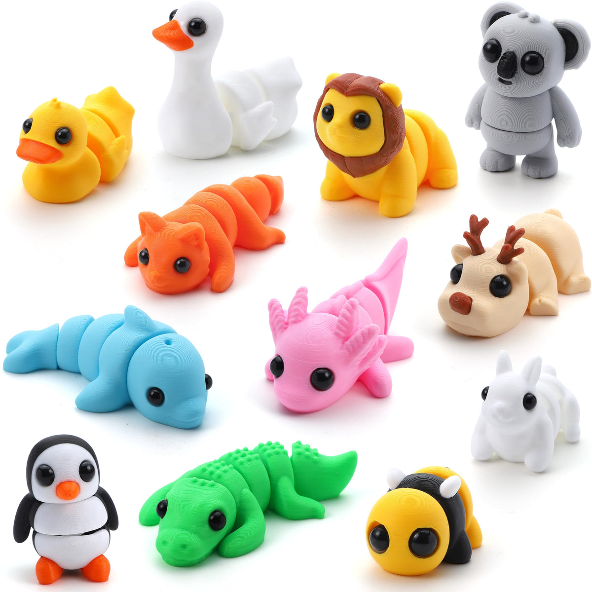 JOYIN 12-pcs 3D printed animals set: bees for tactile play and pocket fun