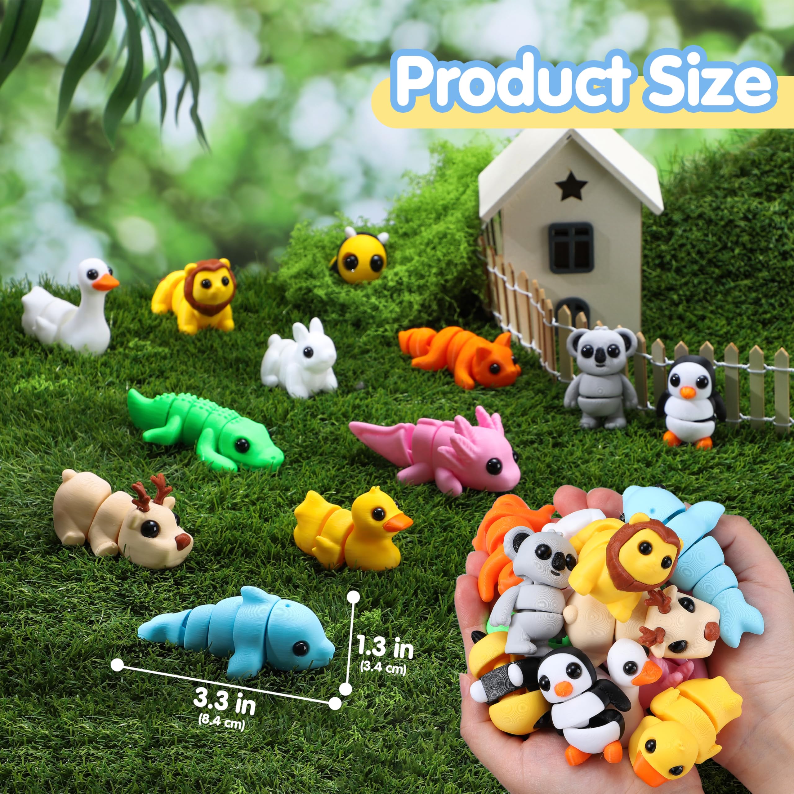 JOYIN 12-pcs 3D printed animals set: ducks support imaginative play and desk-friendly decor
