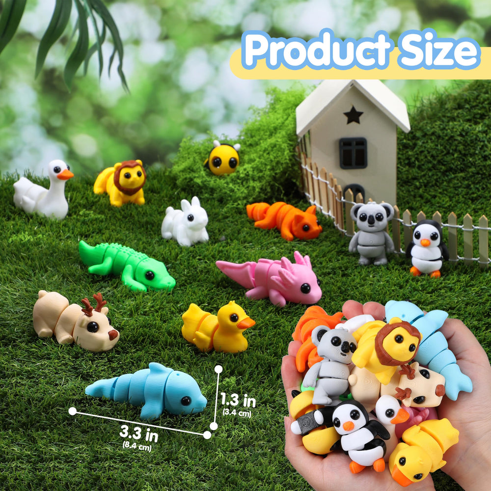 JOYIN 12-pcs 3D printed animals set: ducks support imaginative play and desk-friendly decor