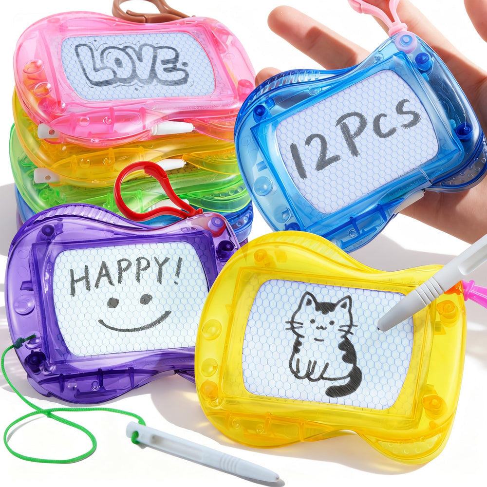 JOYIN 12-pcs mini magnetic drawing boards colorful pack for group play