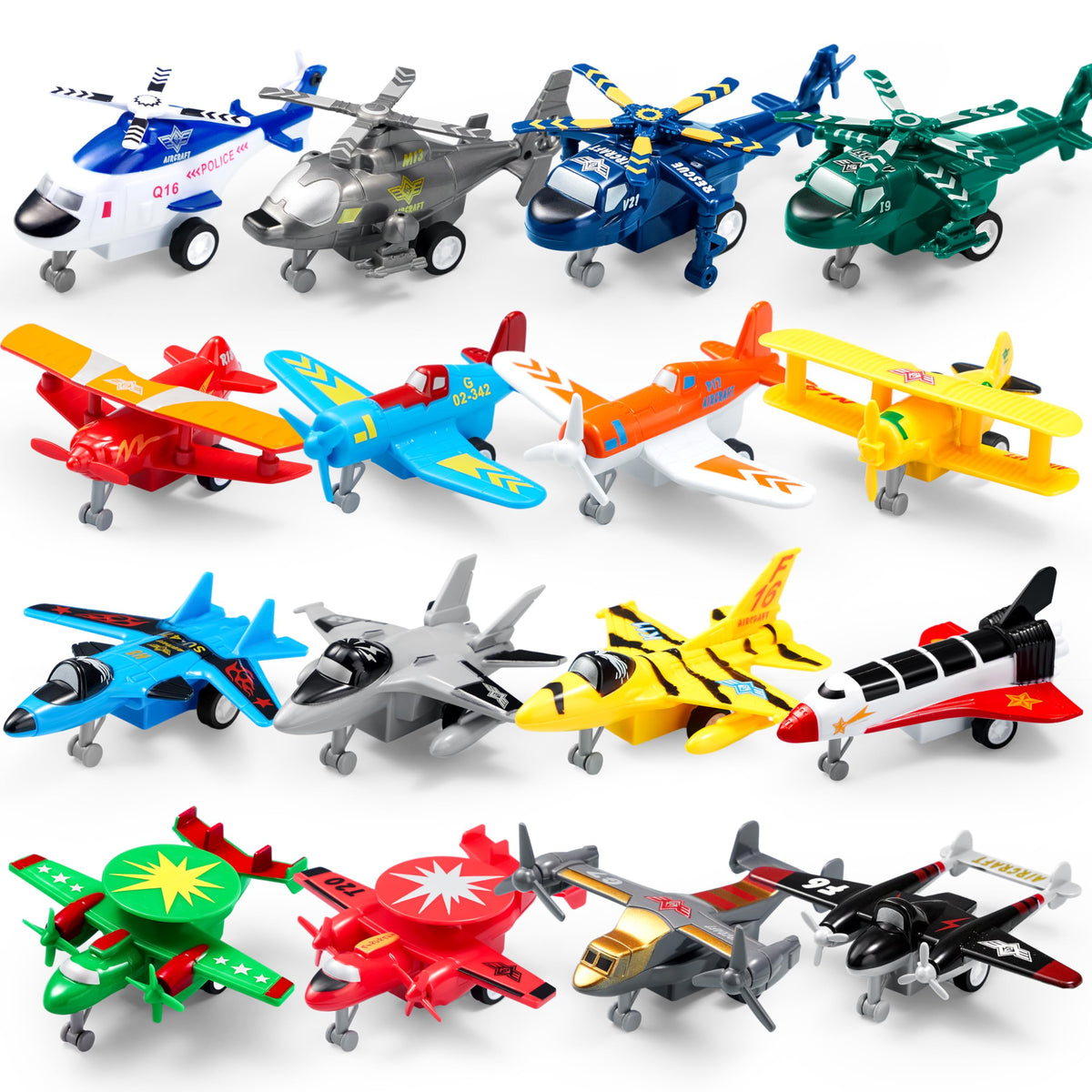 JOYIN 16-pcs pull-back airplanes set for imaginative play