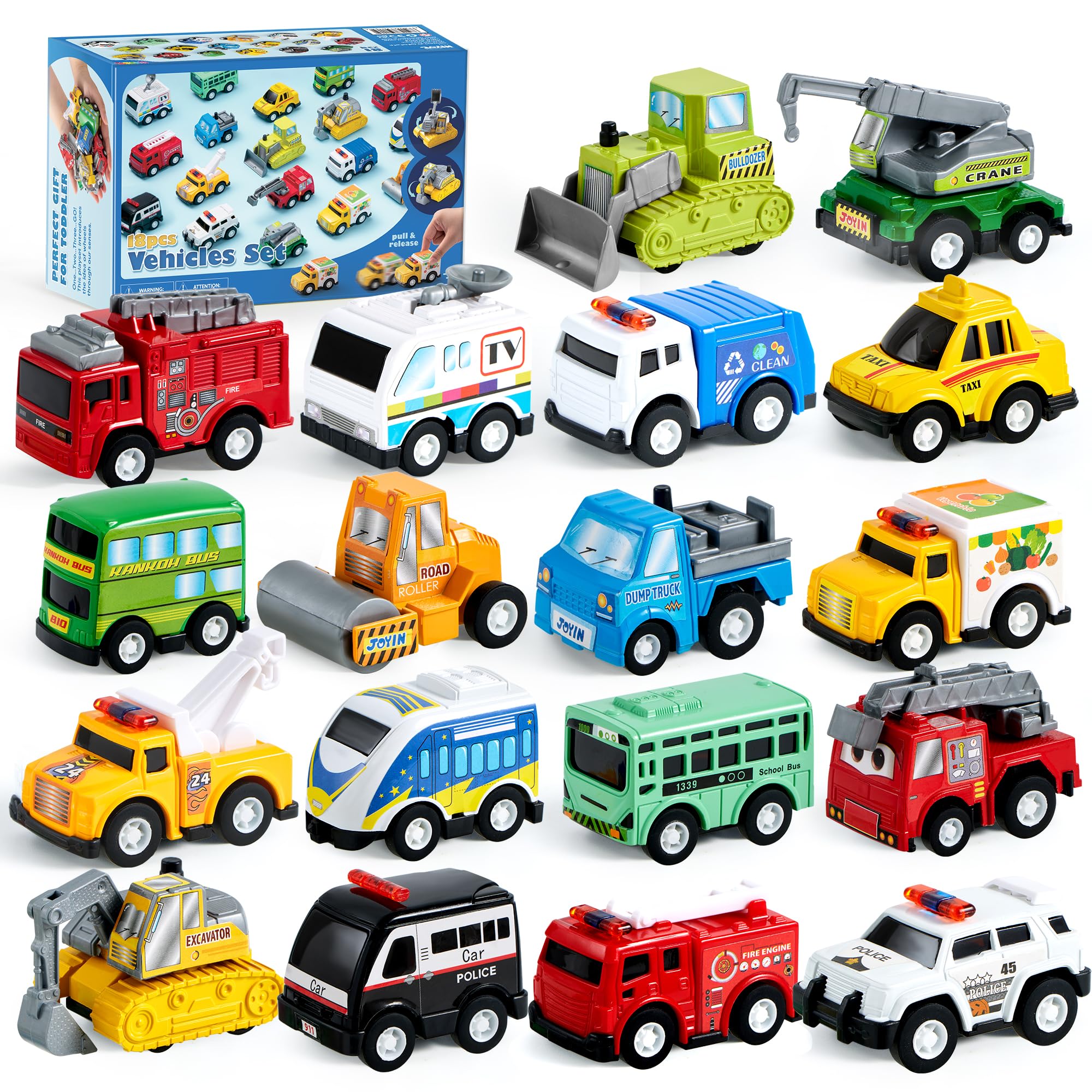 JOYIN fire engine pull-back car, bright and durable for imaginative play