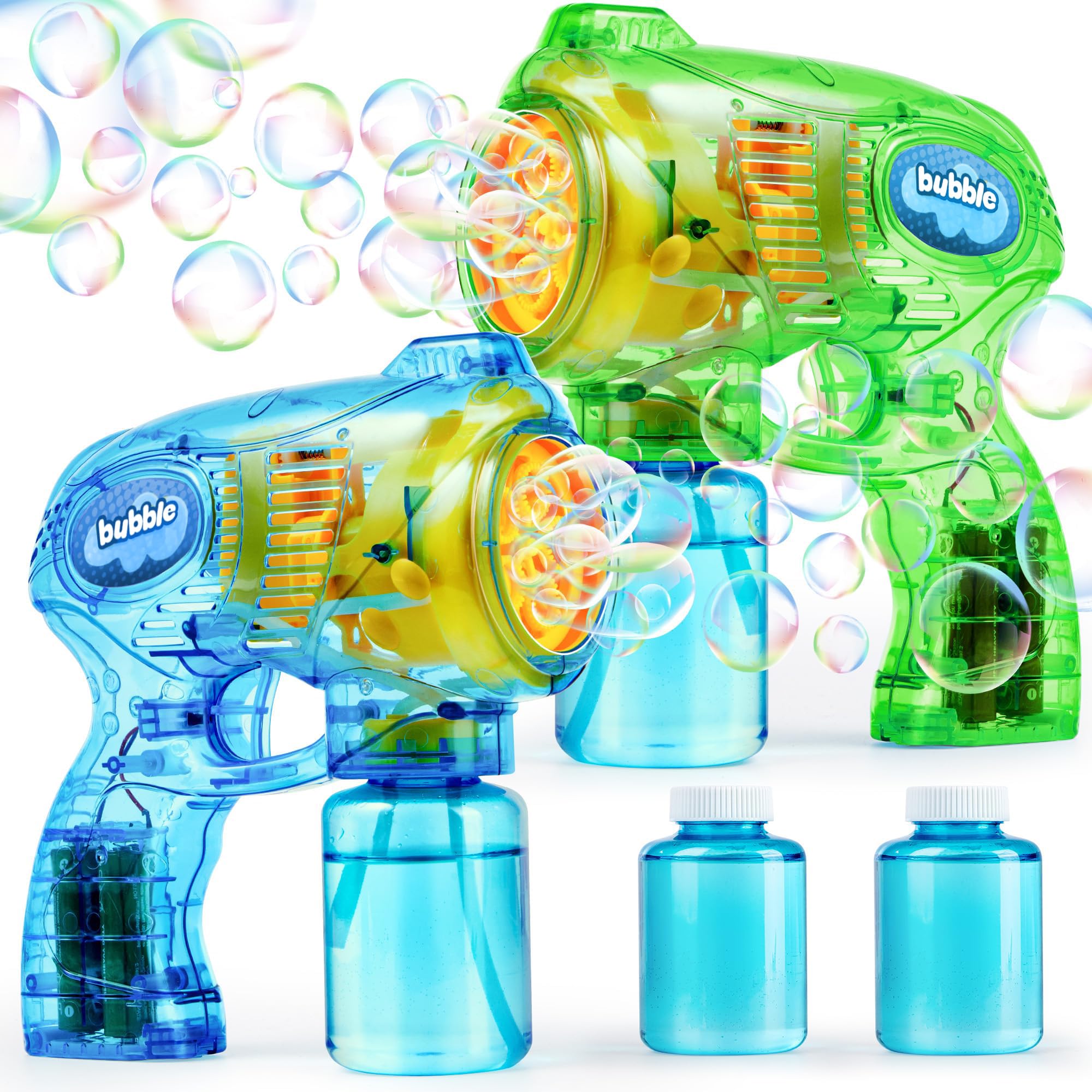JOYIN 2 bubble guns blaster kit for easy, continuous bubble bursts at parties