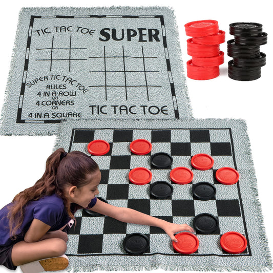 JOYIN 3-in-1 giant checkers and tic-tac-toe board for backyard fun