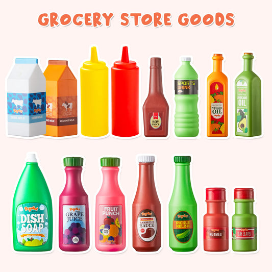 JOYIN 30Pcs play food cans with juice supports color recognition and sorting