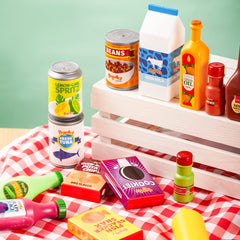 JOYIN 30Pcs play food cans with snack box supports classroom activities
